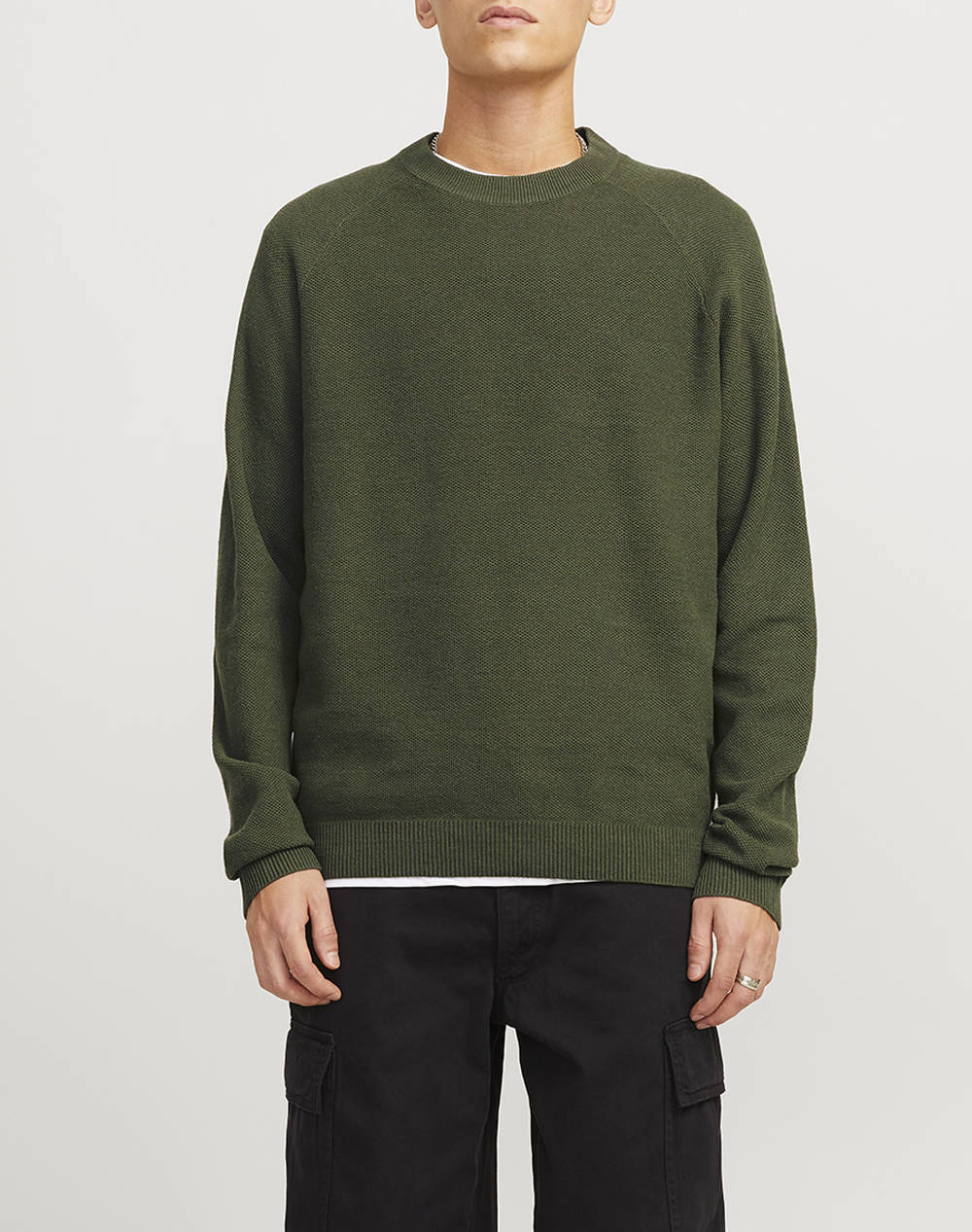 JACK&JONES JCOMAZER KNIT CREW NECK 12266511-Urban Chic DarkGreen