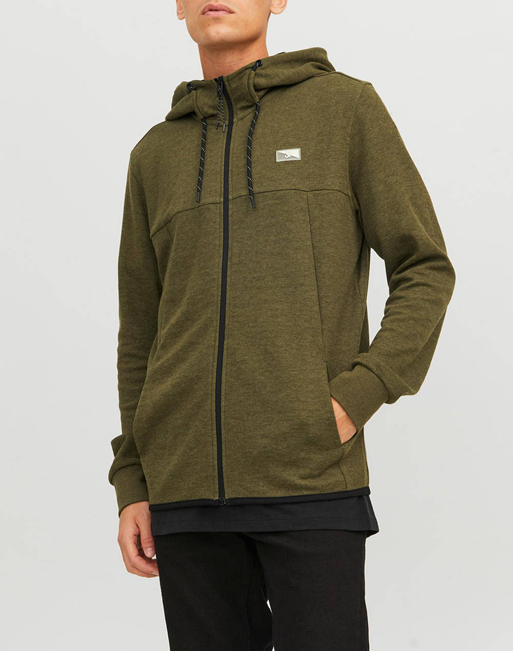 JACK&JONES JCOAIR SWEAT ZIP HOOD NOOS. 12204926-Olive Night:Melange DarkOliveGreen