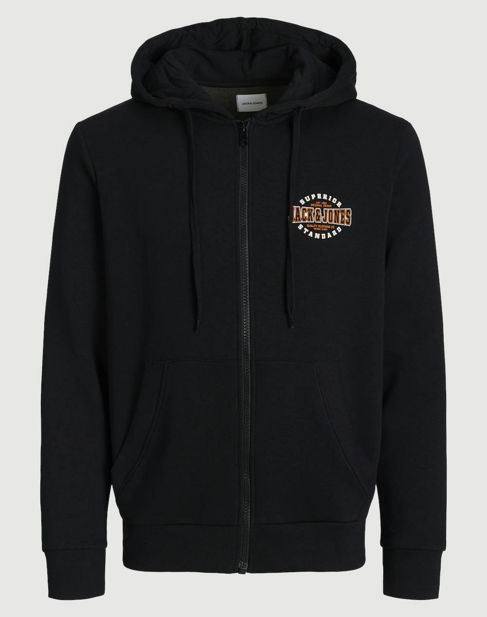 JACK&JONES JJLOGO SWEAT ZIP HOOD 2 COL 12257489-BLACK Black