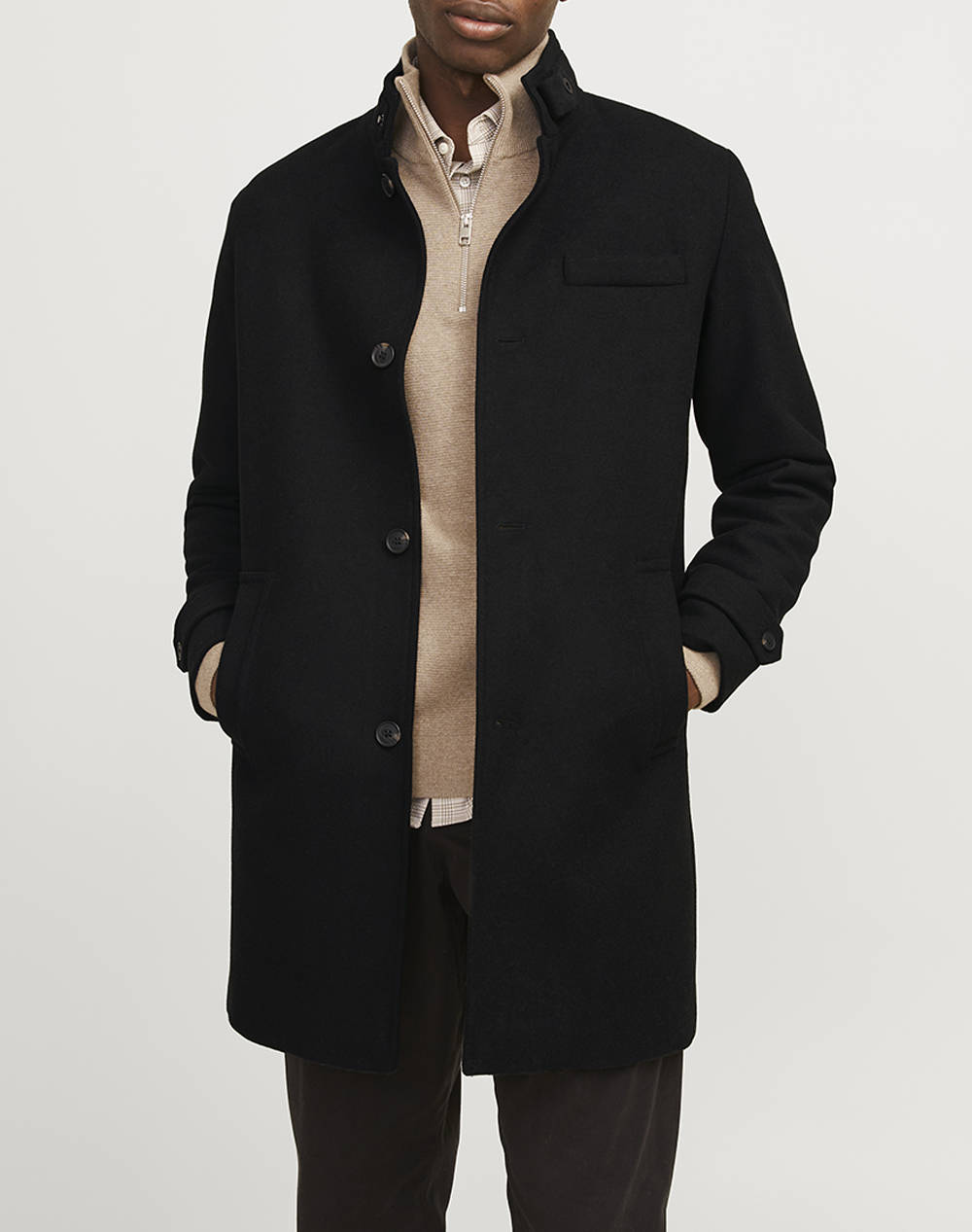 JACK&JONES JACK&JONES JJEMELTON WOOL BLEND COAT SN 12258672-BLACK Black