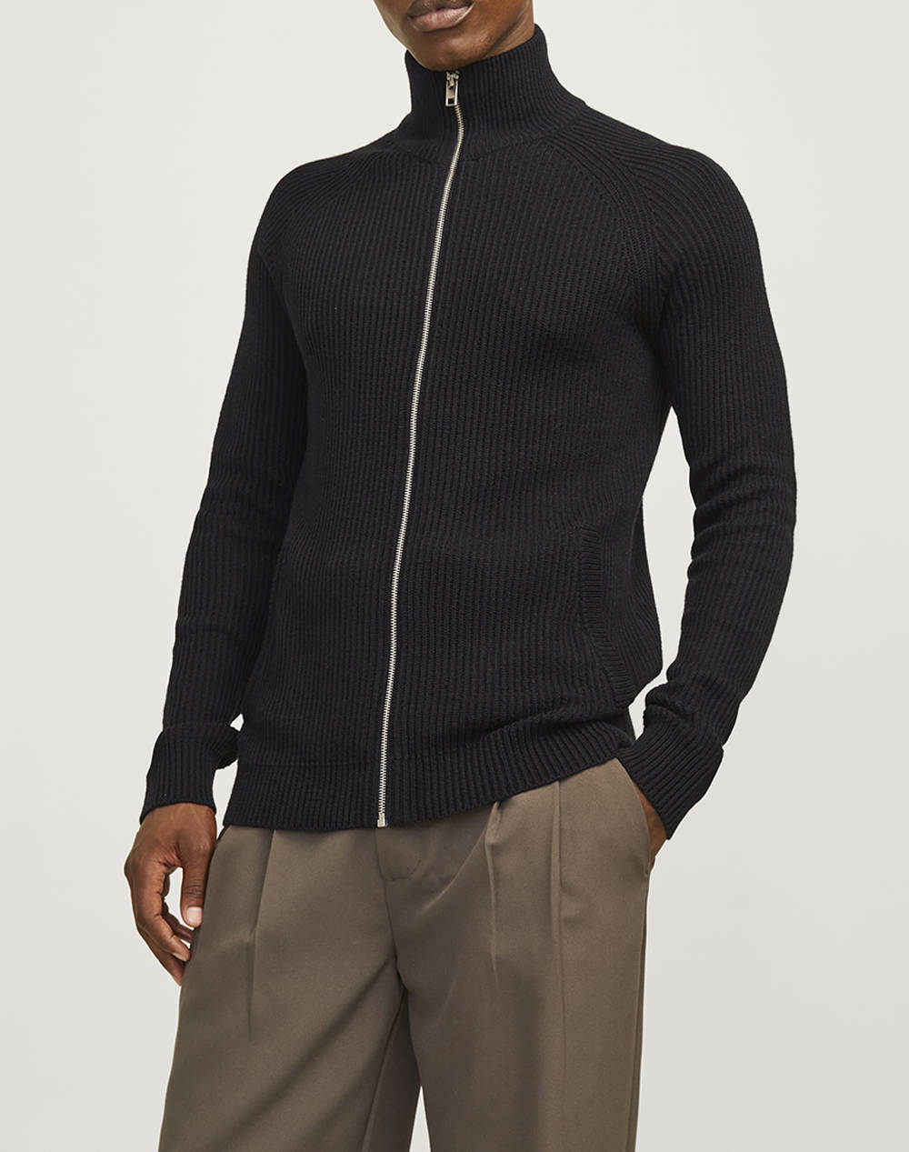 JACK&JONES JACK&JONES JJPANNEL KNIT ZIP CARDIGAN AW24 12258474-BLACK Black