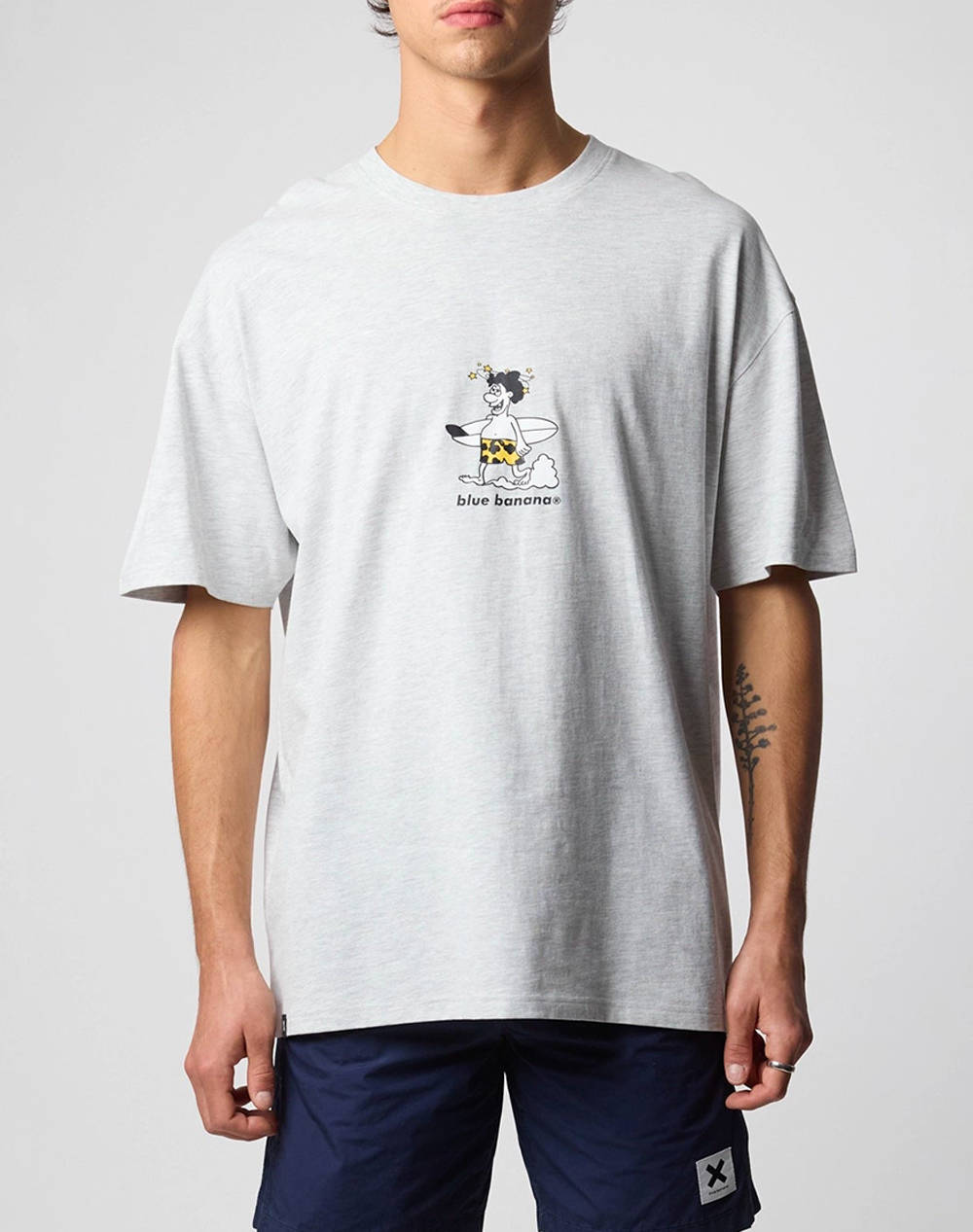 BLUE BANANA LIGHT GREY MELANGE WIPEOUT TEE / ΚΟΝΤΟΜΑΝΙΚΟ 141930-X49 LightGray φωτογραφία