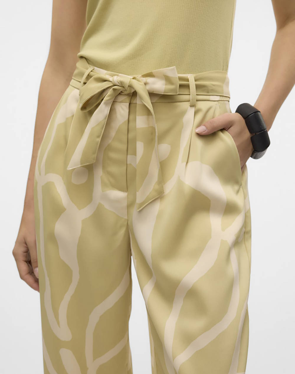 AWARE BY VERO MODA VMPAIGE HW WIDE BELT PANT VMA 10326005-Green HazeSINE Lime φωτογραφία