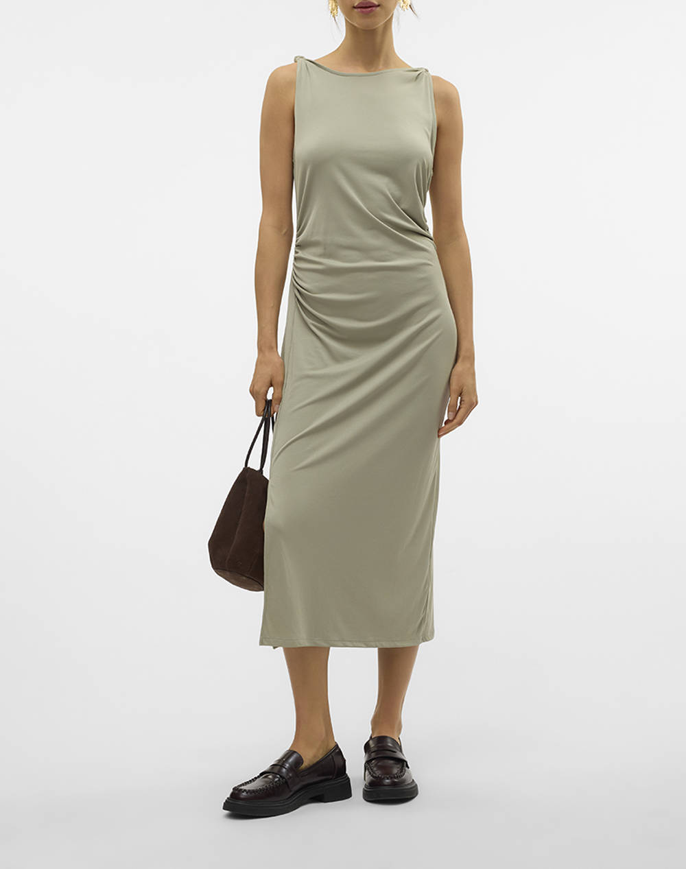 AWARE BY VERO MODA AWARE BY VERO MODA BOATNECK CALF DRESS VMA 10329970-SEAGRASS LightSeaGreen