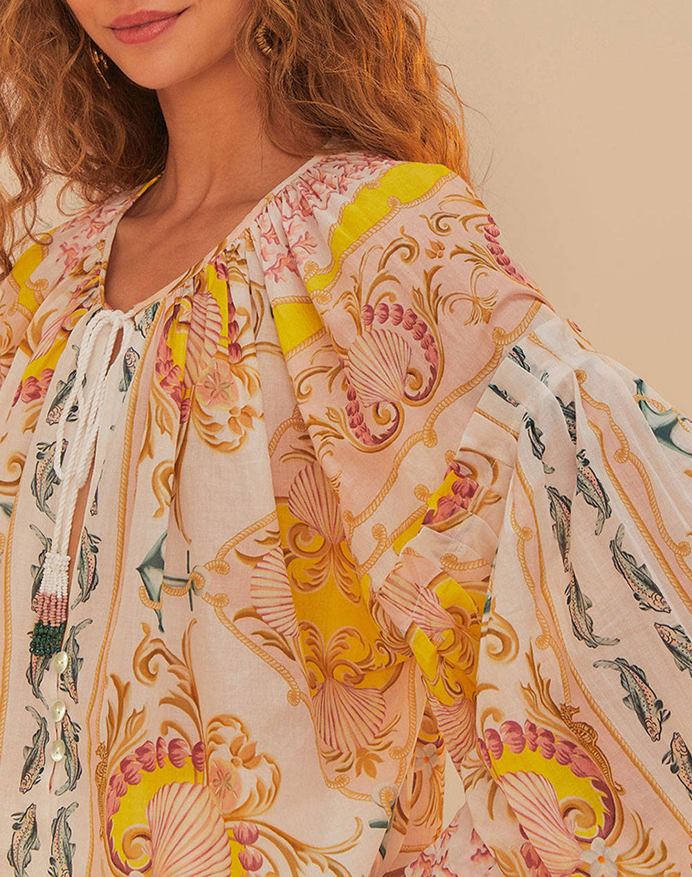 Farm Rio Maritime Magic Off-White Blouse 337802-25071 Multi Γυναικεία ρούχα μπλούζες Τοπ Κορμακια Politikos Shop Πολιτικός