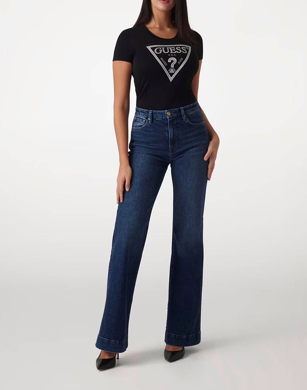 GUESS SS CN SHINY TRIANGLE TEE ΜΠΛΟΥΖΑ ΓΥΝΑΙΚΕΙΟ - Black