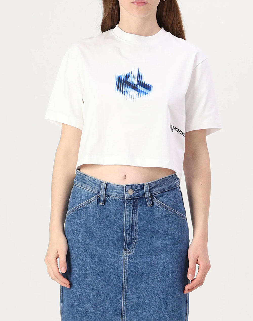 KARL LAGERFELD JEANS KLJ BOXY GLITCHED LOGO A1W17109-100 White