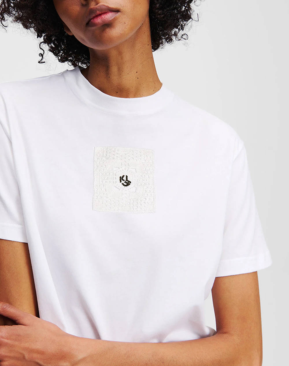 KARL LAGERFELD JEANS KLJ REGULAR CROCHET TEE A2W17096-100 White φωτογραφία