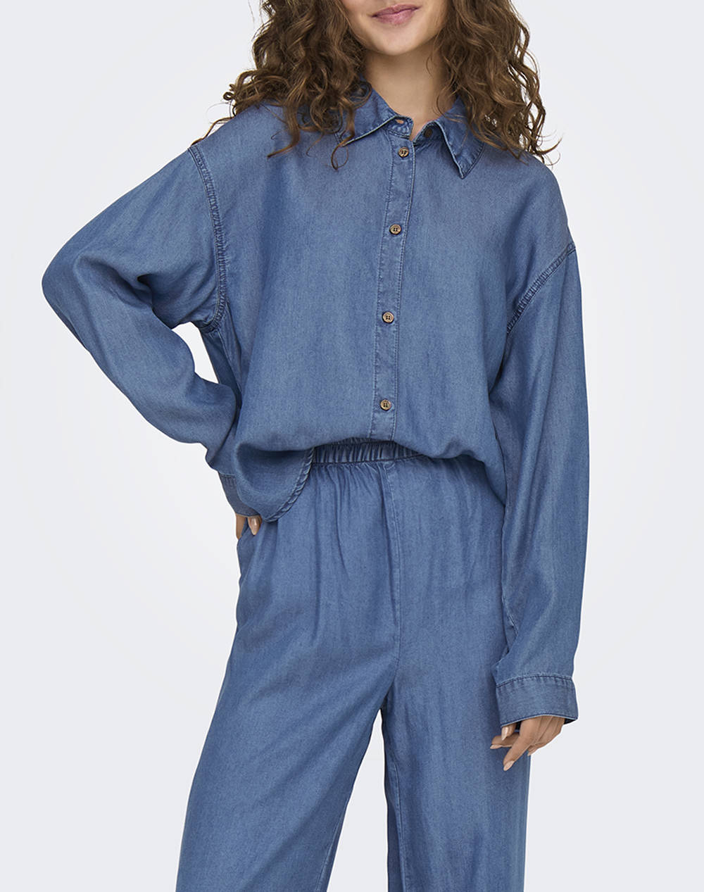 ONLY ONLCHARIS LIFE LS SHIRT CC WVN 15337928-Medium Blue Denim DenimBlue