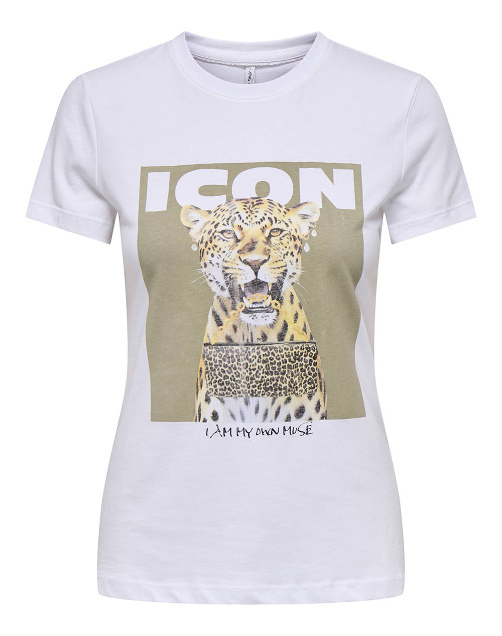 ONLY ONLVIBE LIFE S/S GLASSES TOP BOX JRS 15291975-Bright WhiteIcon OffWhite φωτογραφία