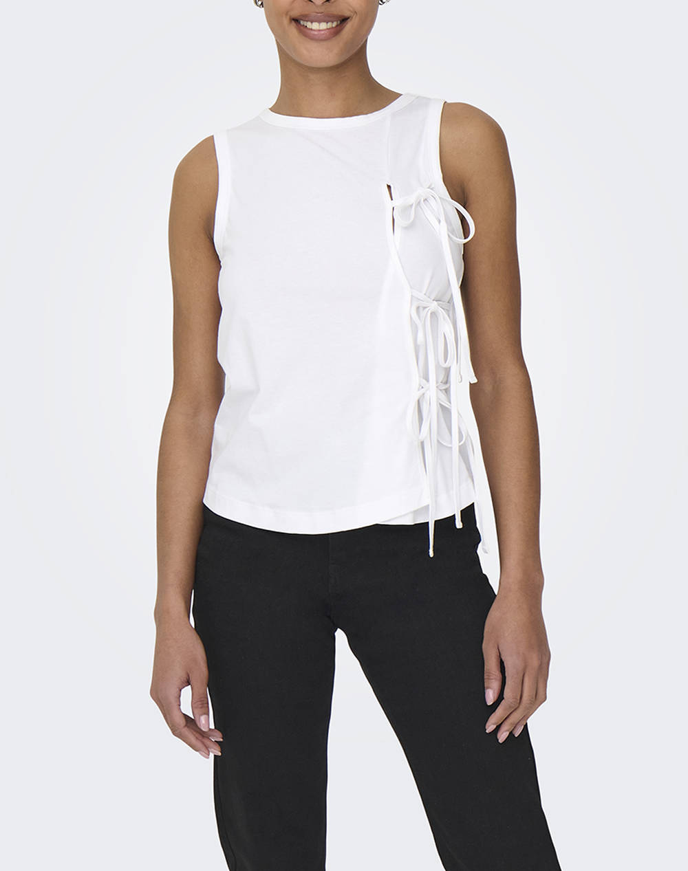 ONLY ONLWILL LIFE S/L TIE TOP JRS 15343430-BRIGHT WHITE White
