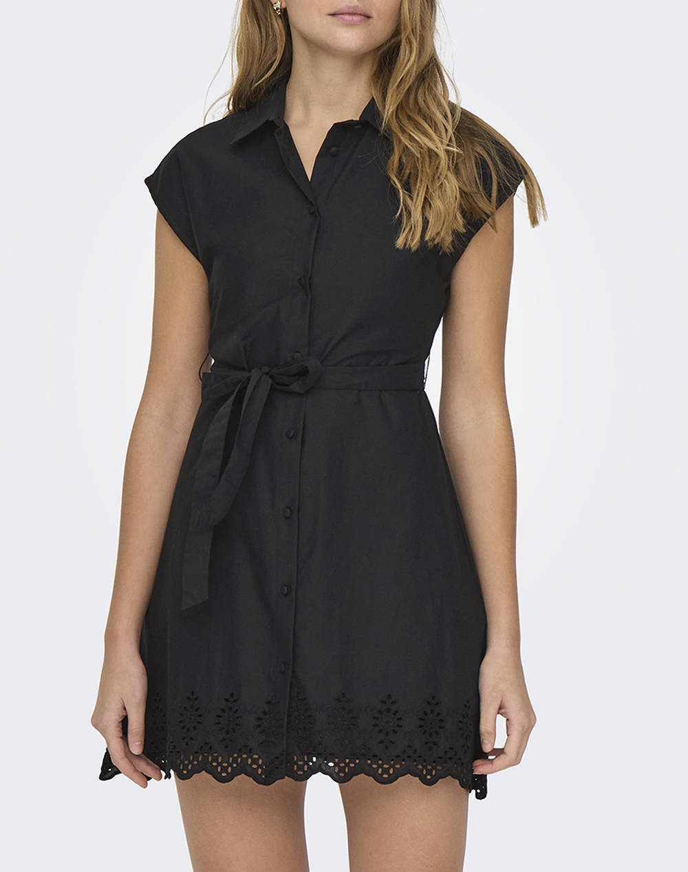 ONLY ONLLOU LIFE EMB S/S SHIRT DRESS PTM 15314411-BLACK Black