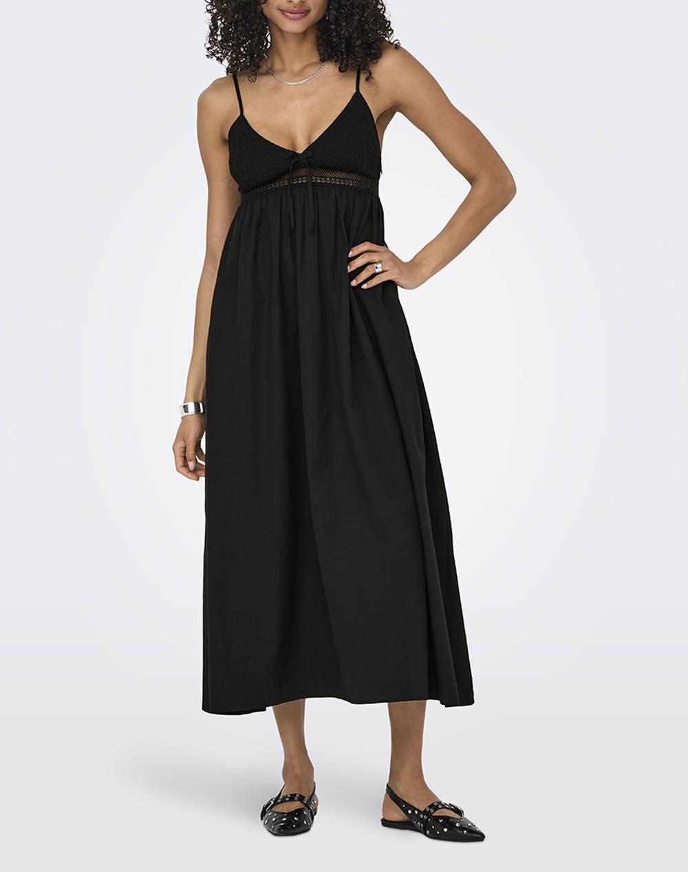 ONLY ONLBRIAR STRAP LONG DRESS WVN 15348867-BLACK Black