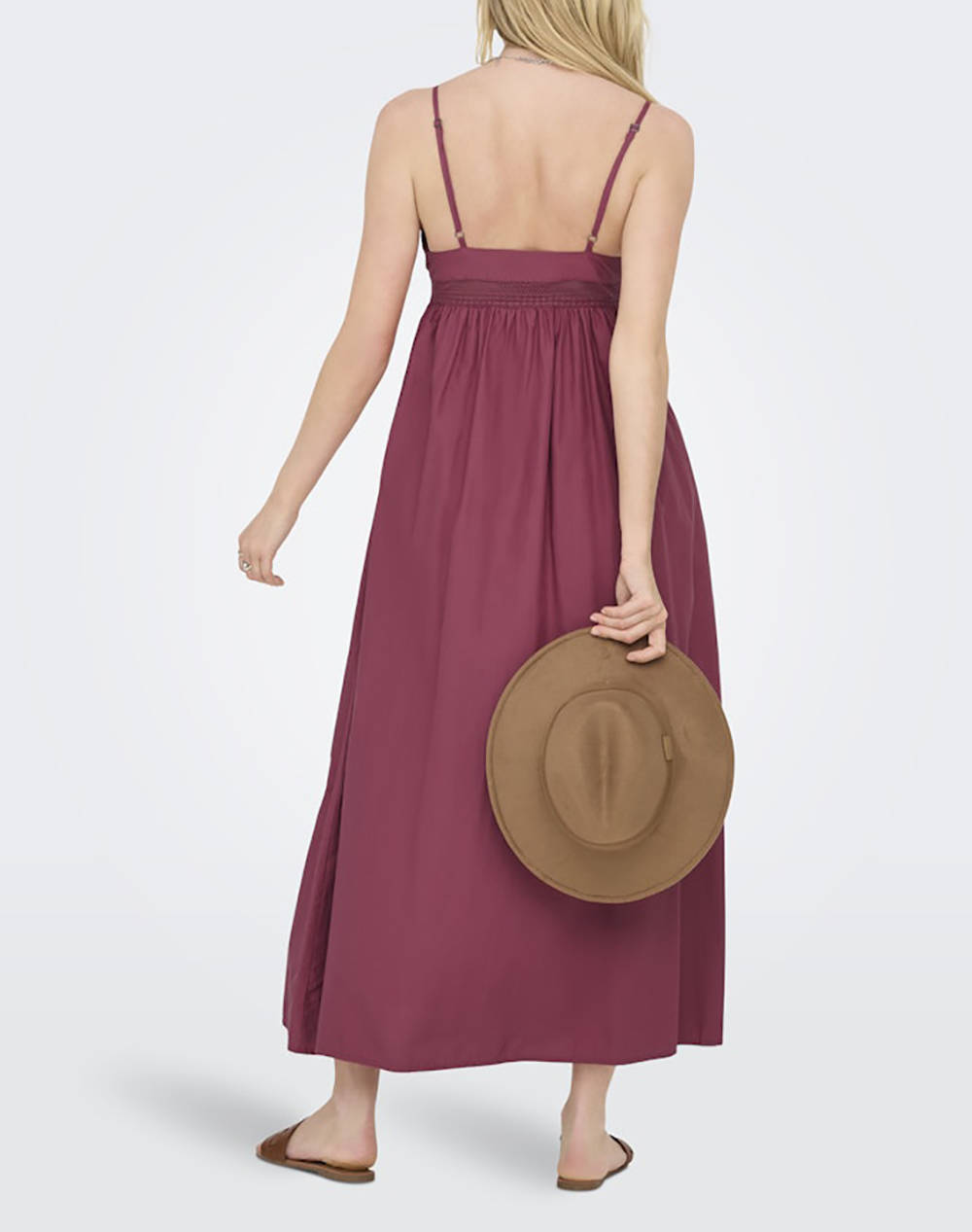 ONLY ONLBRIAR STRAP LONG DRESS WVN 15348867-EARTH RED RedWine φωτογραφία