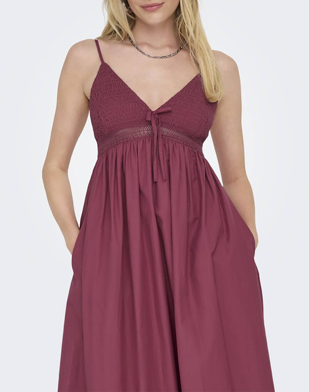 ONLY ONLBRIAR STRAP LONG DRESS WVN 15348867-EARTH RED RedWine φωτογραφία