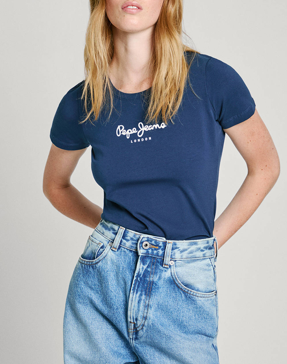 PEPE JEANS PEPE JEANS DROP 2A NEW VIRGINIA SS N ΜΠΛΟΥΖΑ ΓΥΝΑΙΚΕΙΟ PL505202-595/NAVY NavyBlue