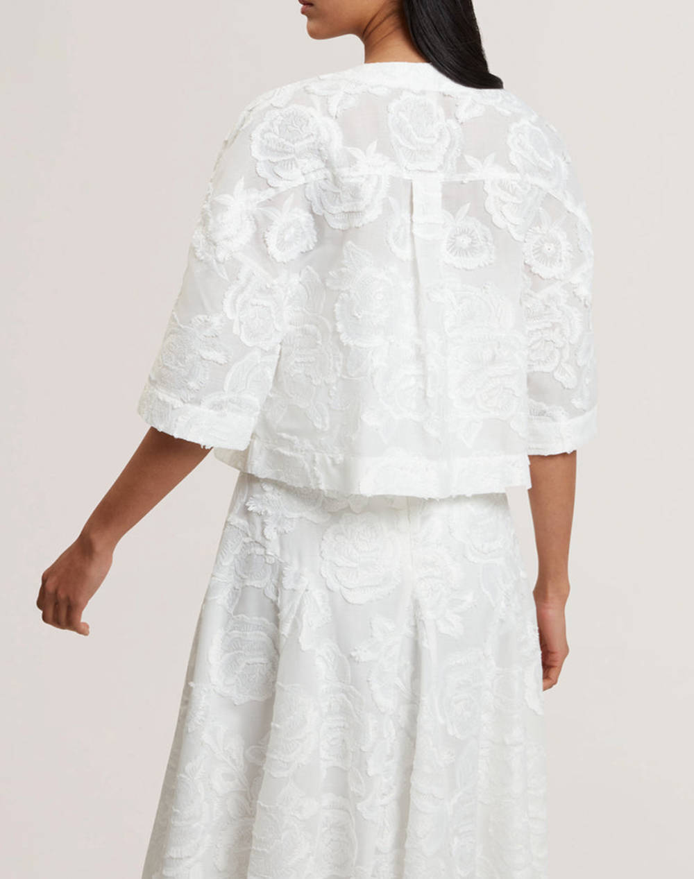 TED BAKER FAELA Collarless boxy fit cropped shirt 280691-WHITE White φωτογραφία