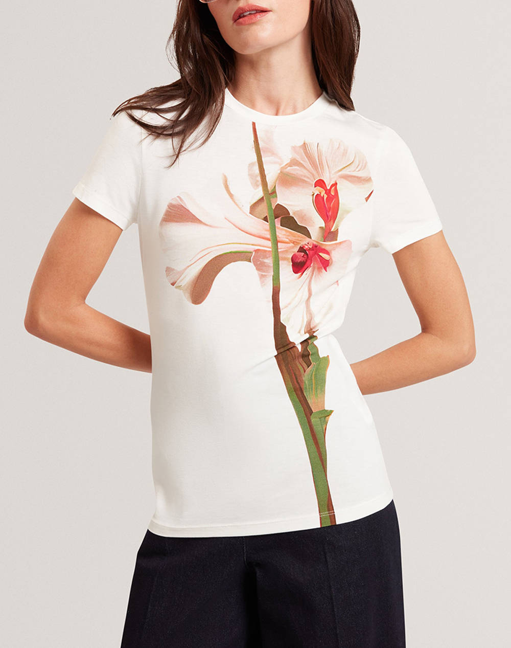 TED BAKER TED BAKER MEELIEE Printed Fitted Tee 280395-nude Multi