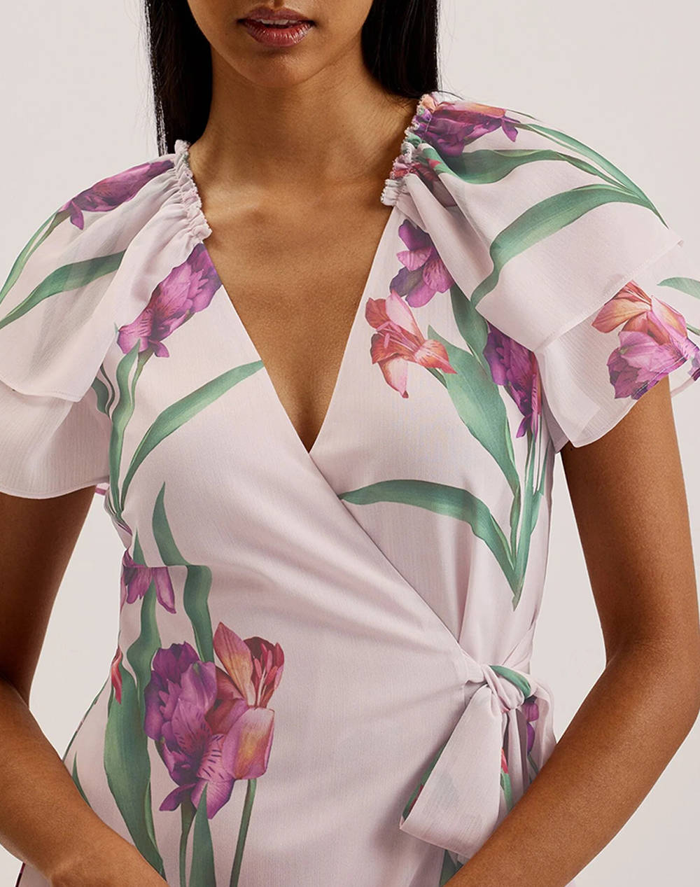 Ted Baker Fasnia Angel Sleeve Wrap Mini Dress 276317-Lt Lightpink Γυναικεία ρούχα φορέματα Politikos Shop Πολιτικός