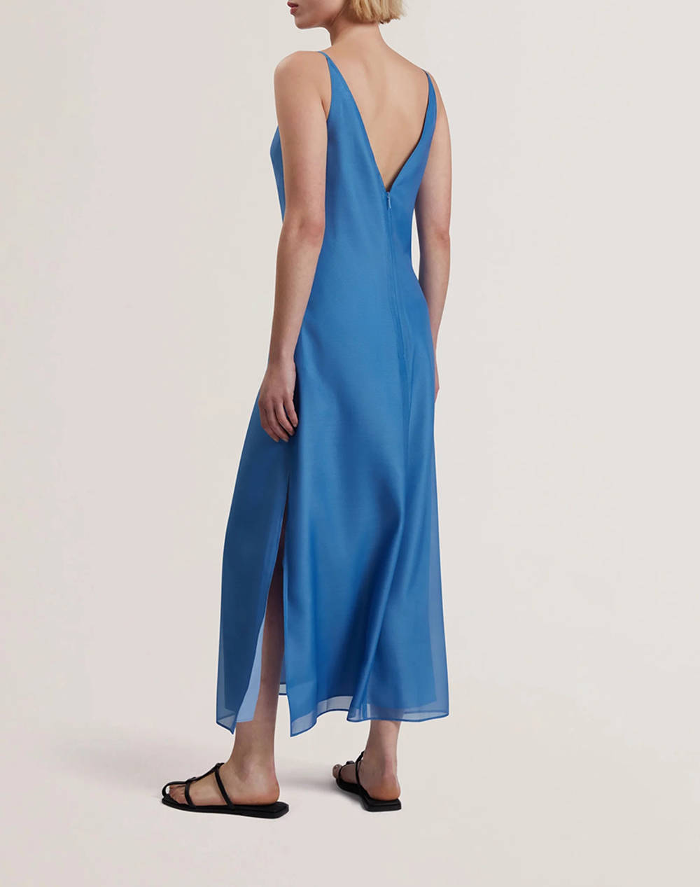 TED BAKER FAYDA Organza Scoop Neck Midi Dress 280681-mid Blue