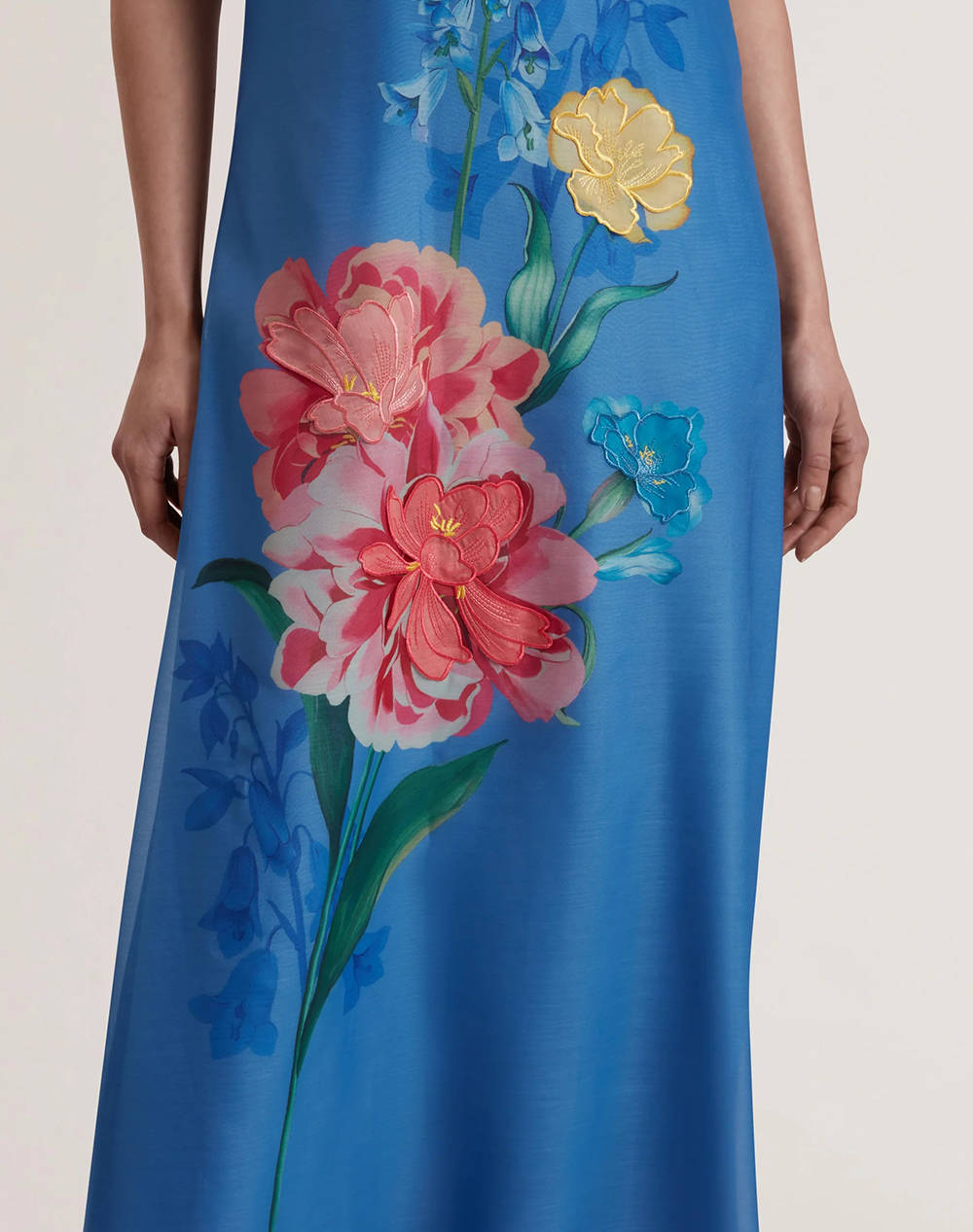 Ted Baker Fayda Organza Scoop Neck Midi Dress 280681-Mid Blue Γυναικεία ρούχα φορέματα Politikos Shop Πολιτικός
