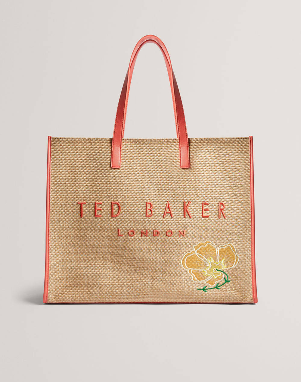 TED BAKER TED BAKER FLORAFF Floral Applique Extra Large Raffia Icon Bag (Διαστάσεις: 36 x 45 x 14 εκ.) 280710-ORANGE Orange