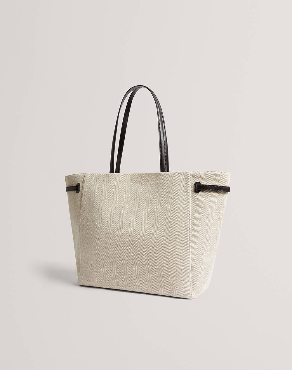 TED BAKER TAFANIE Belted Herringbone Canvas Large Tote Bag 279042-brn Cream φωτογραφία