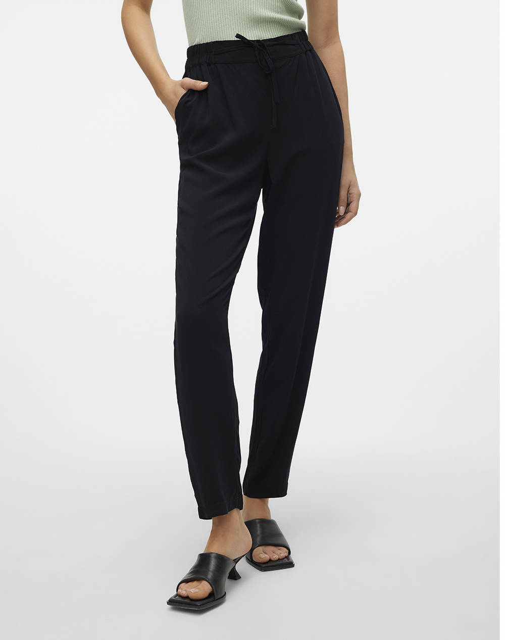 VERO MODA VMEASY JOY NW LOOSE PANTS WVN GA 10302045-BLACK Black