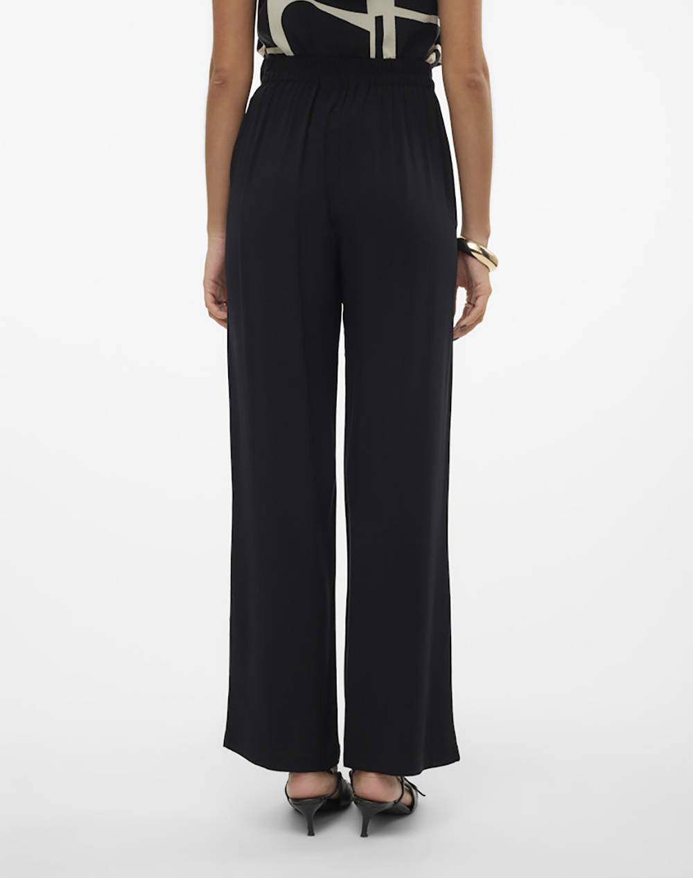 VERO MODA VMEASY JOY HW WIDE PANTS WVN GA 10297357-BLACK Black φωτογραφία