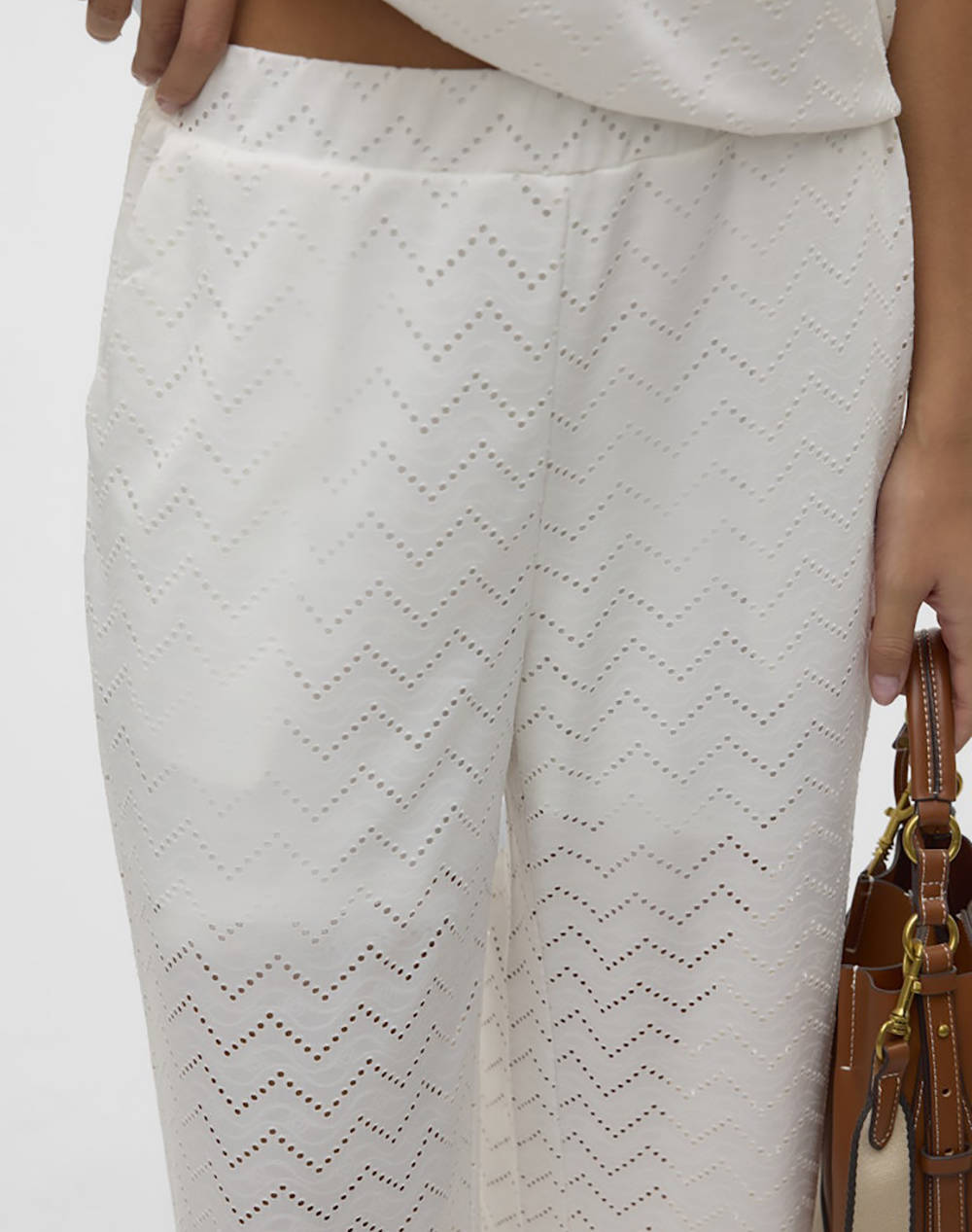 Vero Moda Vmthas Nw Wide Pant Jrs Ga Vo 10328131-Snow White Γυναικεία ρούχα παντελόνια Chinos Politikos Shop Πολιτικός