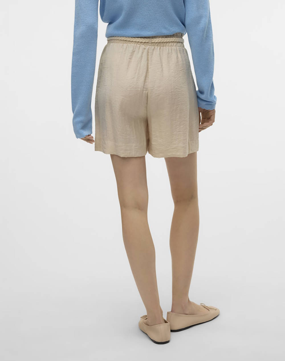 VERO VMHEAVEN HW BELT SHORTS WVN GA 10324533-Oatmeal Biege φωτογραφία
