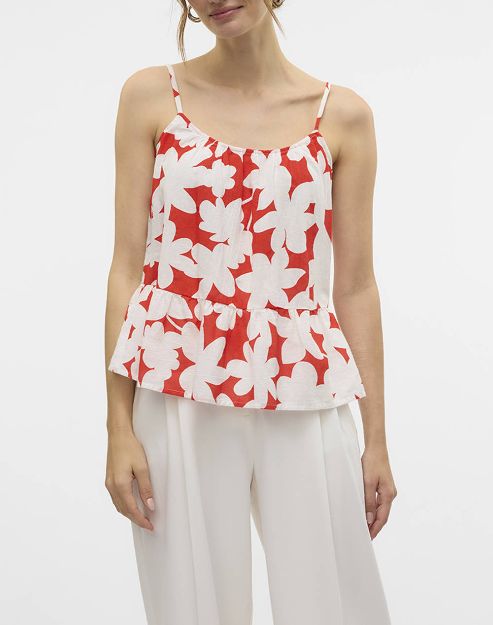 VERO MODA VMDICTHE SINGLET TOP WVN GA 10323638-Fiery RedLoa Red