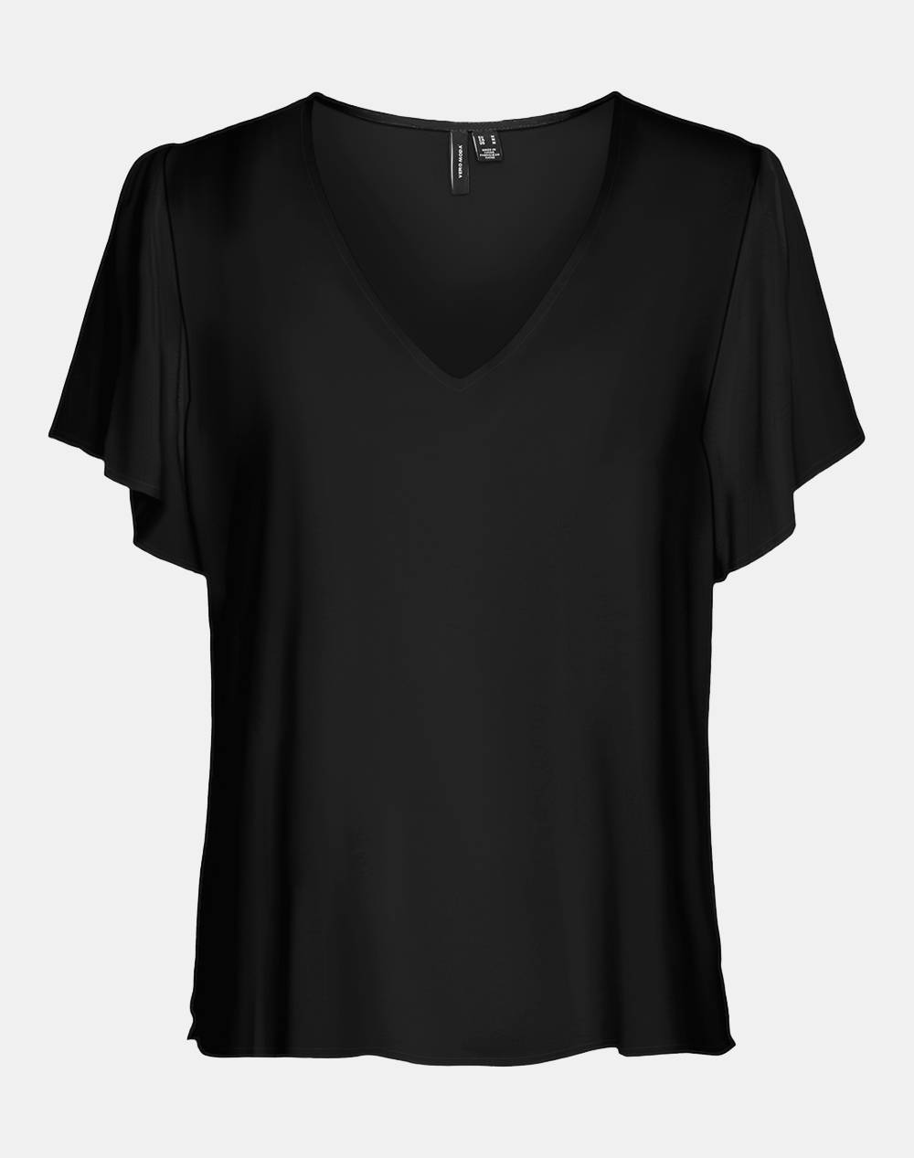 VERO MODA VMEASY JOY V-NECK SS BLOUSE WVN GA 10307987-BLACK Black