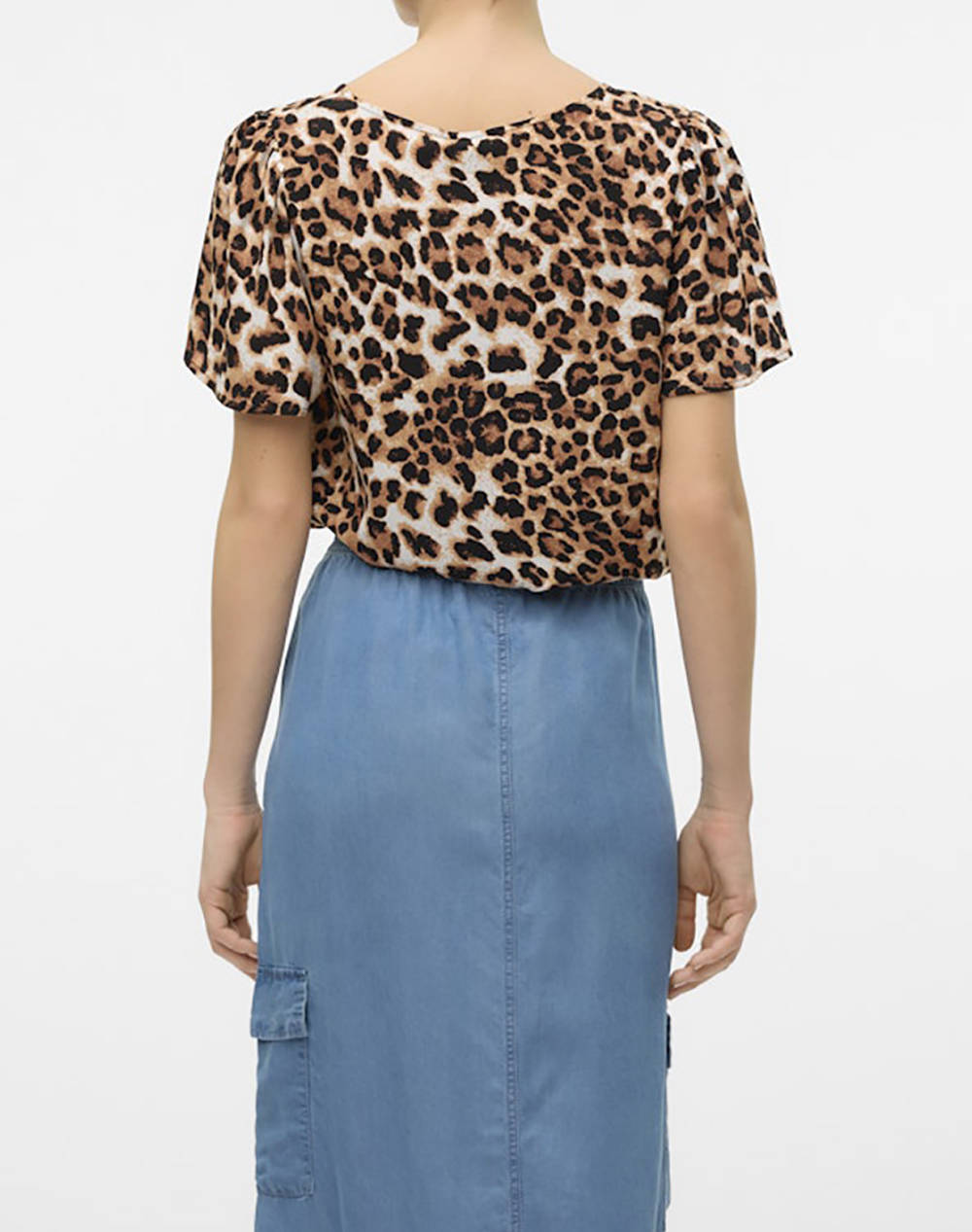 VERO MODA VMEASY JOY V-NECK SS BLOUSE WVN GA 10307987-TanLeo Multi φωτογραφία