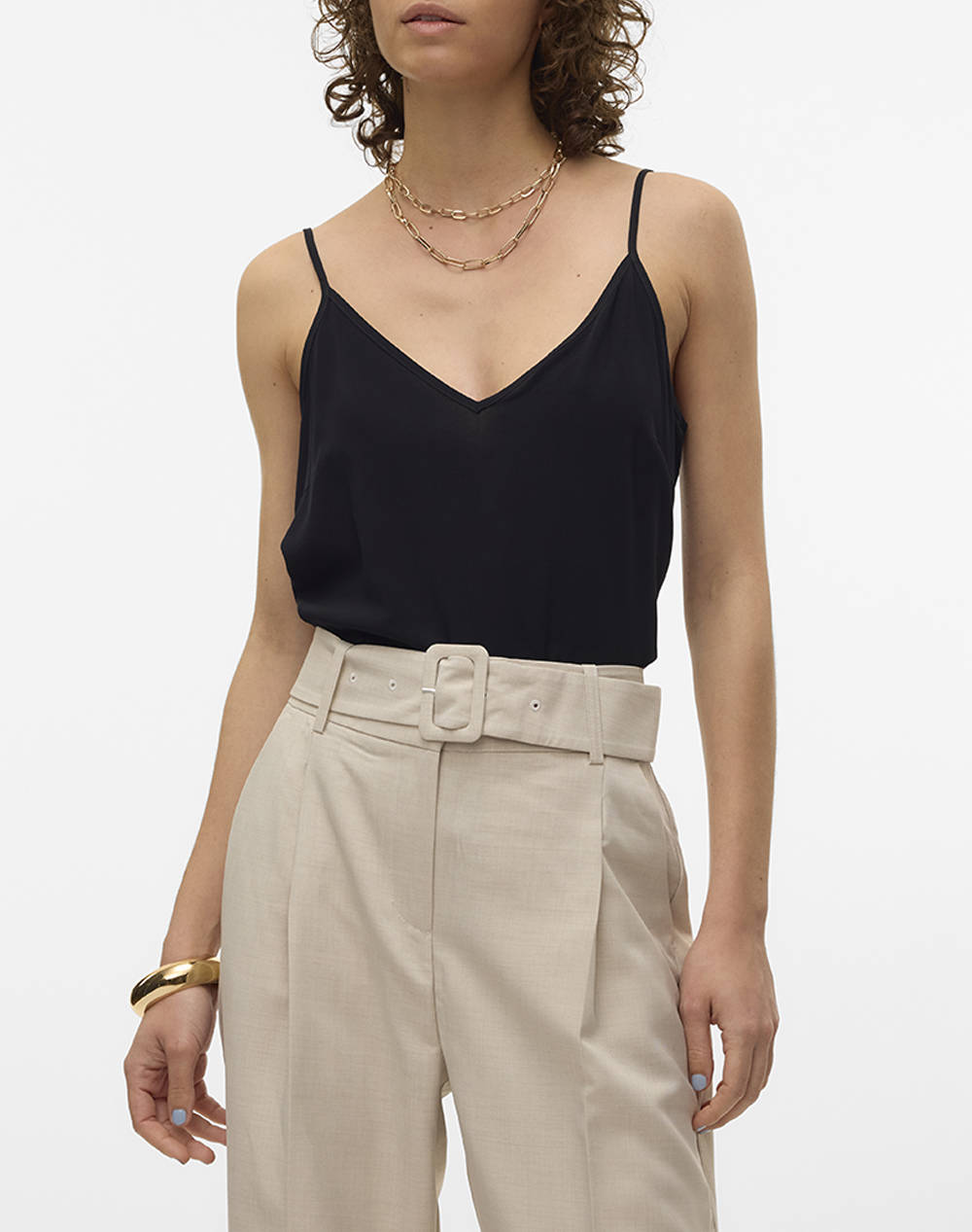 VERO MODA VMEASY JOY V-NECK SINGLET WVN GA 10297362-BLACK Black