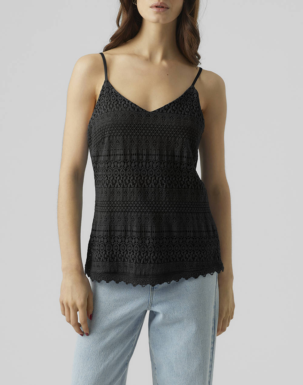 VERO MODA VMHONEY LACE SINGLET WVN GA 10190150-BLACK Black