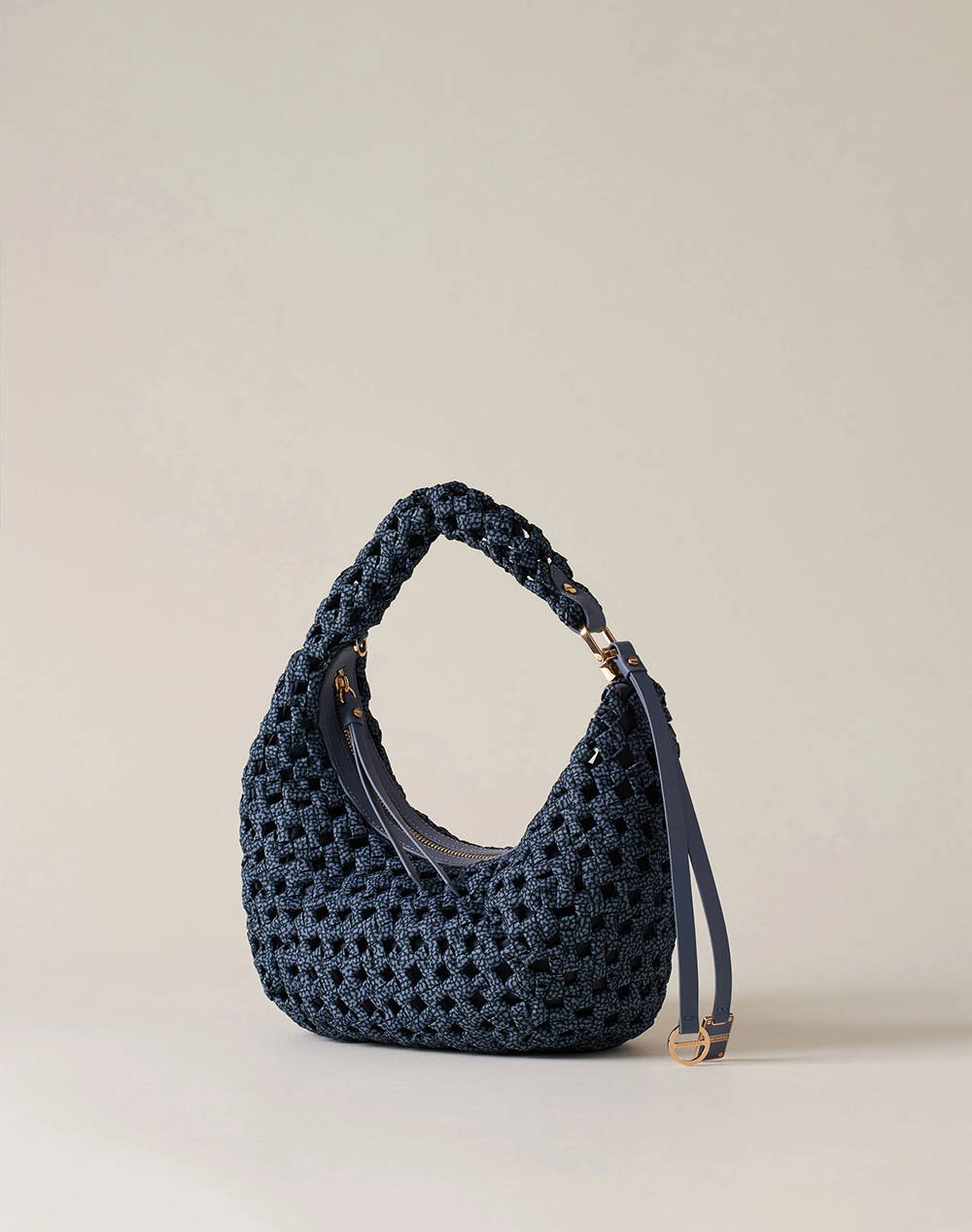 BORBONESE HOBO BAG LEATH (Διαστάσεις: 24 χ 15 χ 10 εκ) P25924826-I15-X49 DenimDarkBlue φωτογραφία
