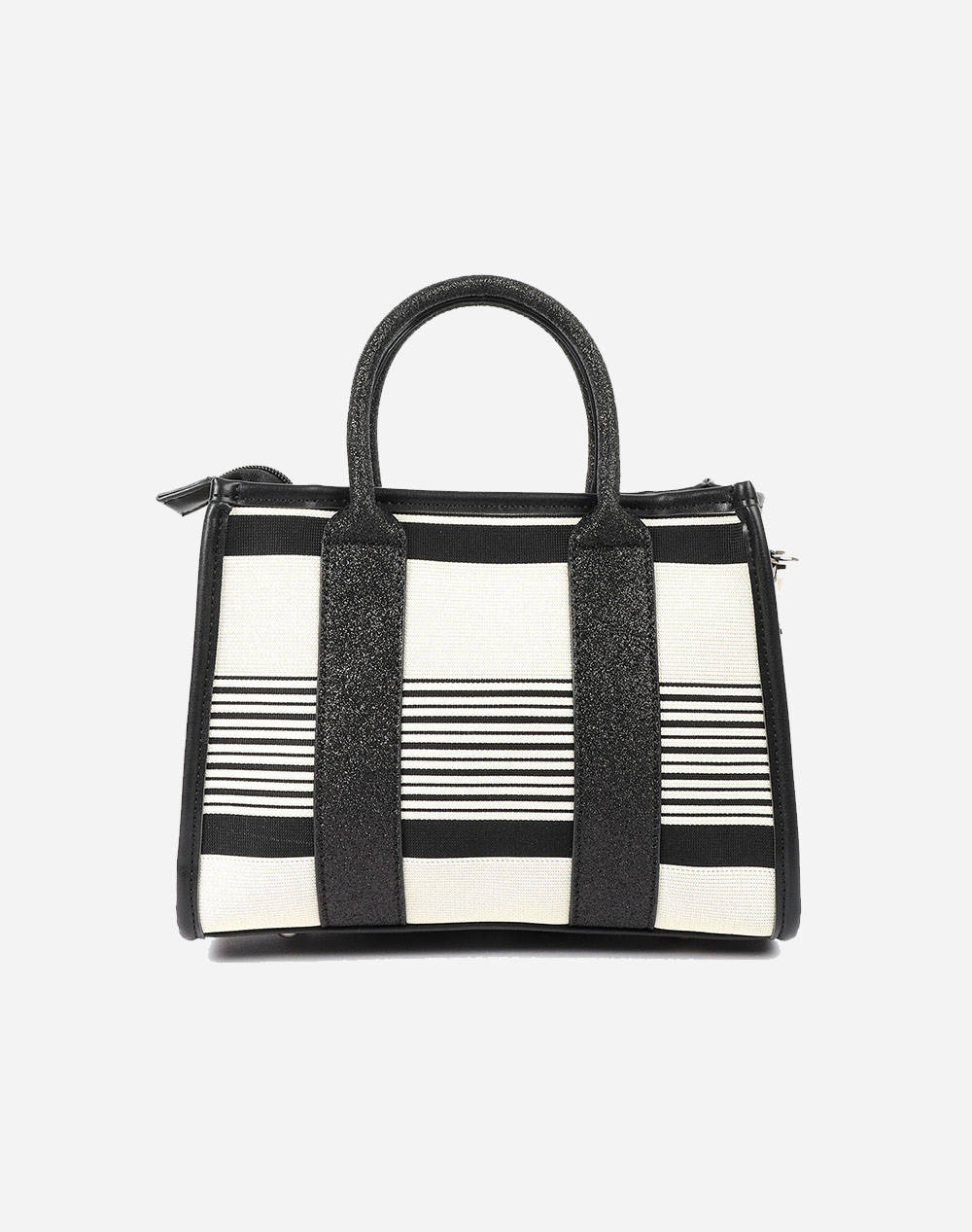 LES TROPEZIENNES NAL-TZ-03 ΤΣΑΝΤΑ ΧΕΙΡΟΣ ΥΦΑΣΜΑ ΜΕ ΡΙΓΕΣ WHITE/BLACK 200009449056-056 Multi φωτογραφία