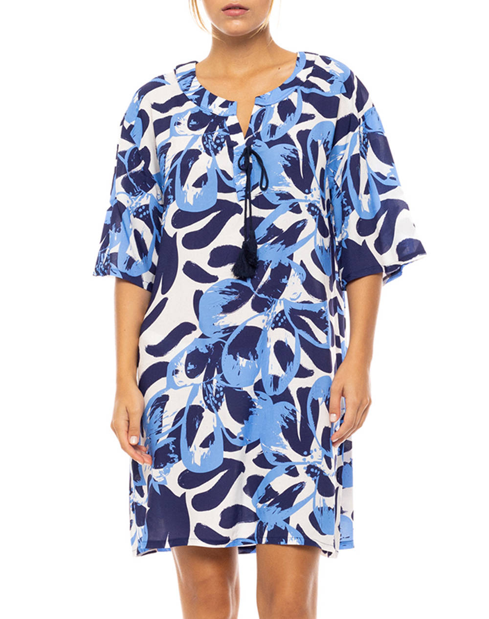 PINK LABEL PINK LABEL BEACHWEAR ABSTRACT FLORAL B576-TYPE Blue