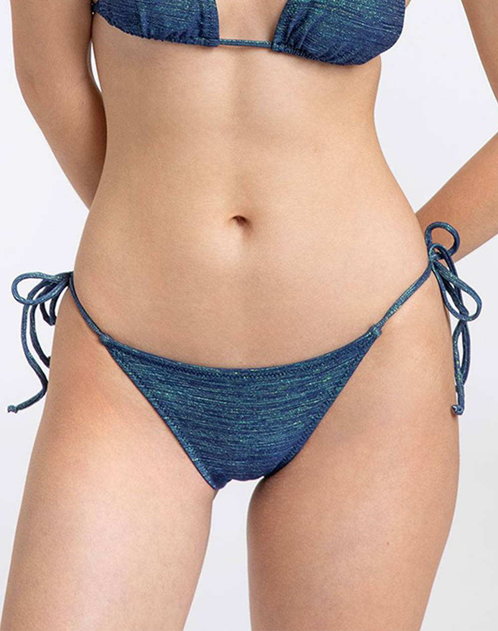 PRETTY ME PRETTY ME Amaryllis Textured Cheeky Tie Side Brief PMS2346B-Turquoise Lurex DarkBlue