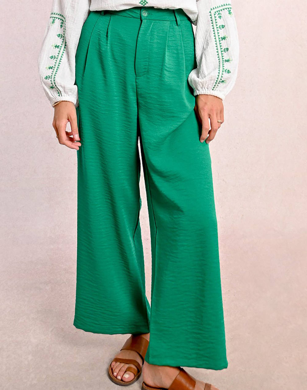 MOLLY BRACKEN MOLLY BRACKEN LADIES WOVEN PANTS LA1695DE-GREEN Green
