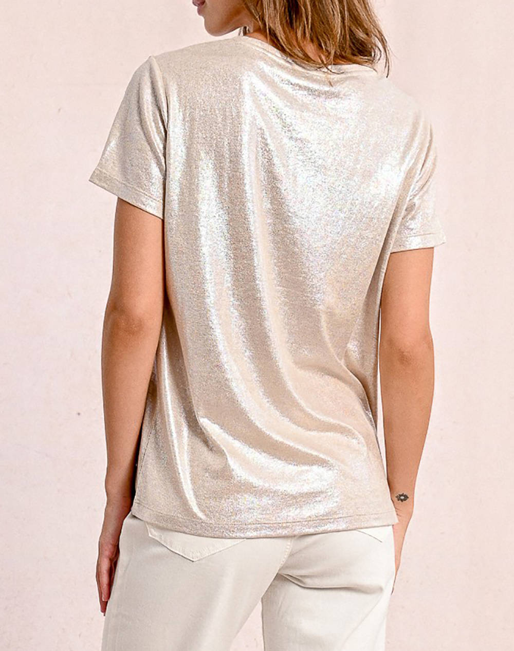 MOLLY BRACKEN LADIES KNITTED TEE TS103DP-BEIGE Biege φωτογραφία