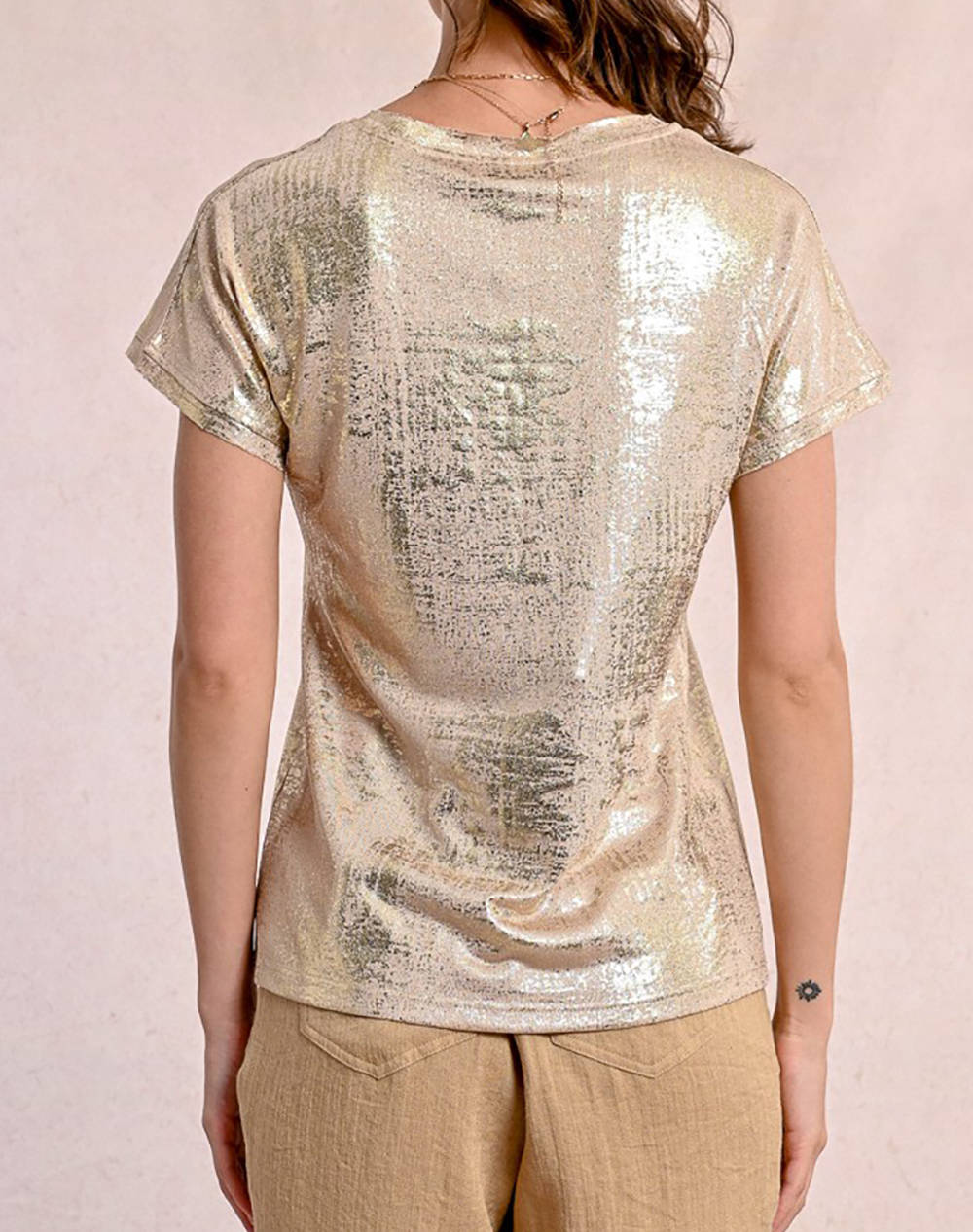 MOLLY BRACKEN LADIES KNITTED TEE LA1270BDP-GOLDEN BEIGE Gold φωτογραφία