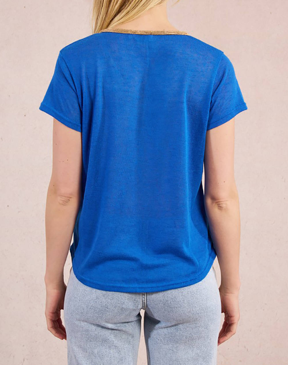 MOLLY BRACKEN LADIES KNITTED TEE T427DP-BLUE Blue φωτογραφία