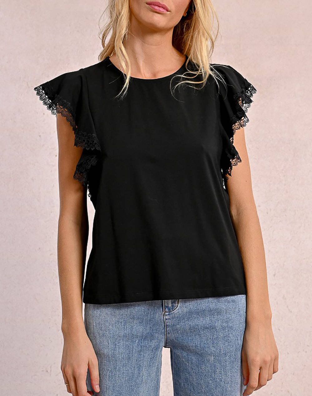 MOLLY BRACKEN MOLLY BRACKEN LADIES KNITTED TEE T2017DP-BLACK Black