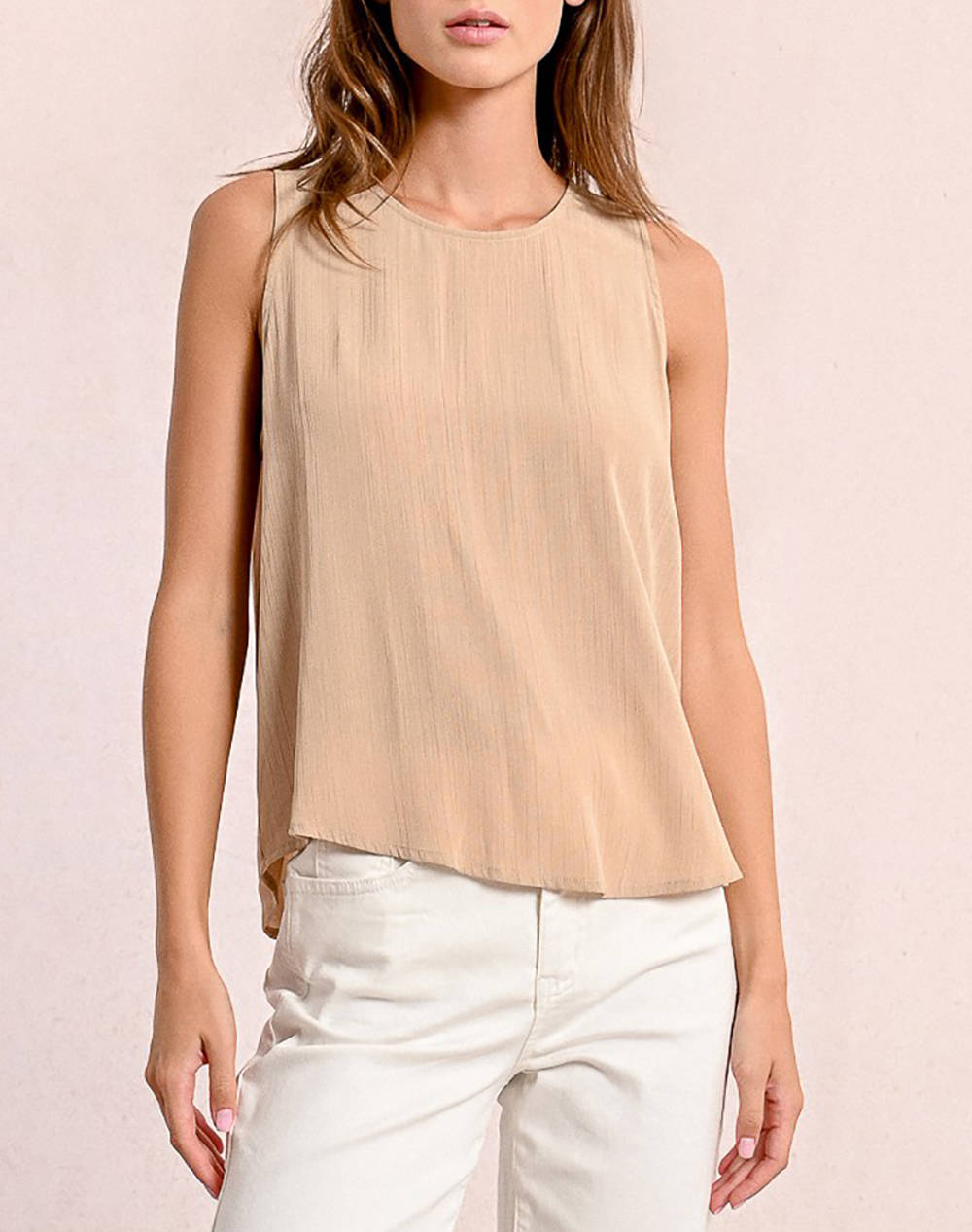 MOLLY BRACKEN MOLLY BRACKEN LADIES WOVEN TOP T1801DP-BEIGE Biege