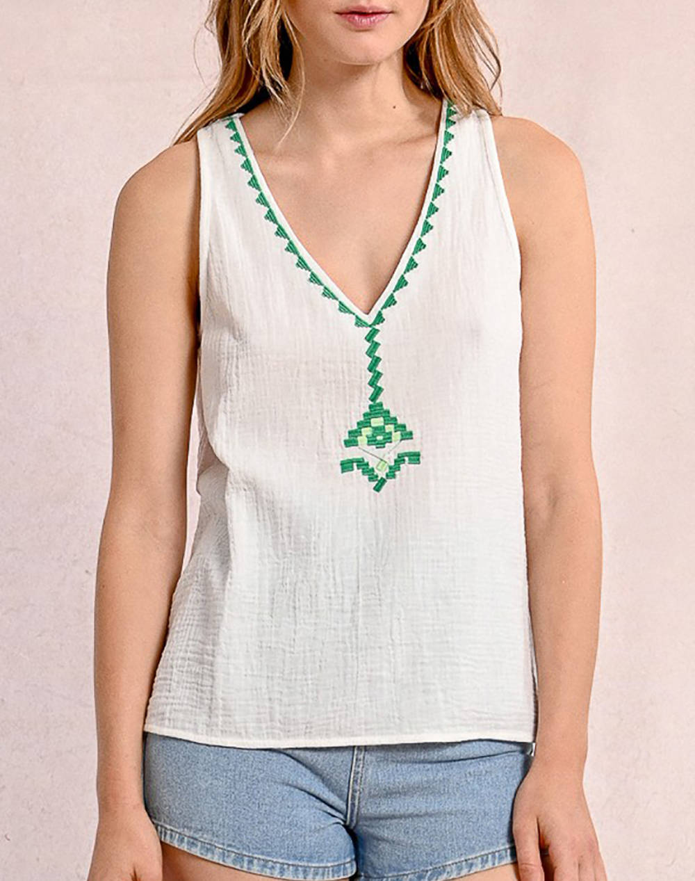 MOLLY BRACKEN MOLLY BRACKEN LADIES WOVEN TOP Z638DE-WHITE White