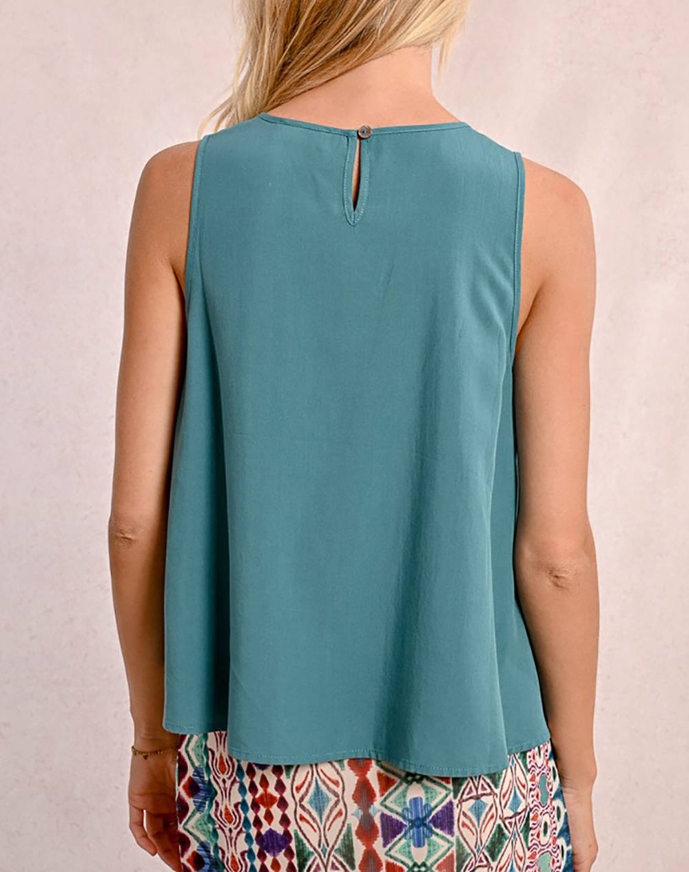 MOLLY BRACKEN LADIES WOVEN TOP R1574DP-EMERALD GREEN Petrol φωτογραφία