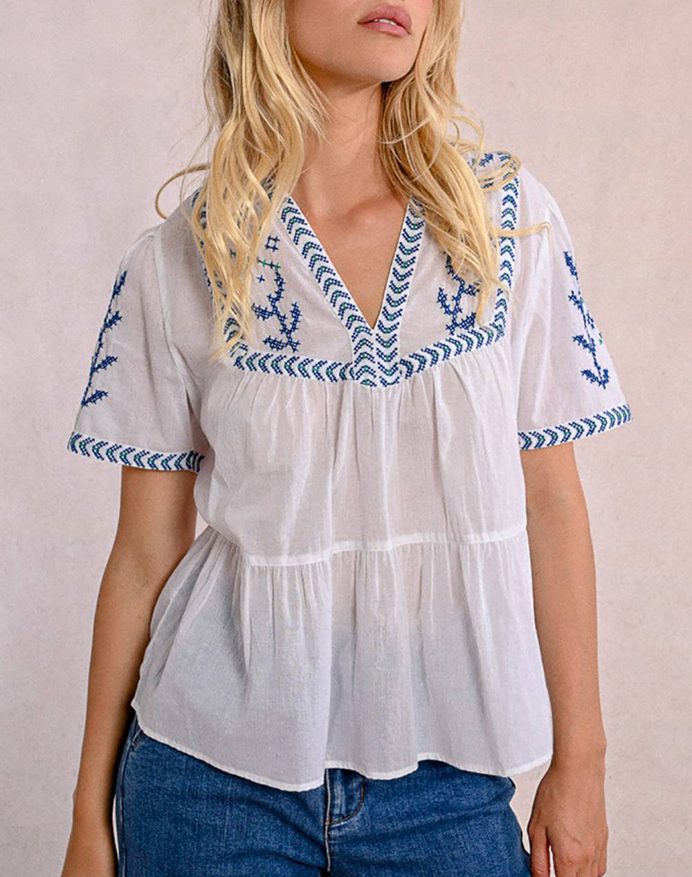 MOLLY BRACKEN MOLLY BRACKEN LADIES WOVEN TOP Z661DE-WHITE White