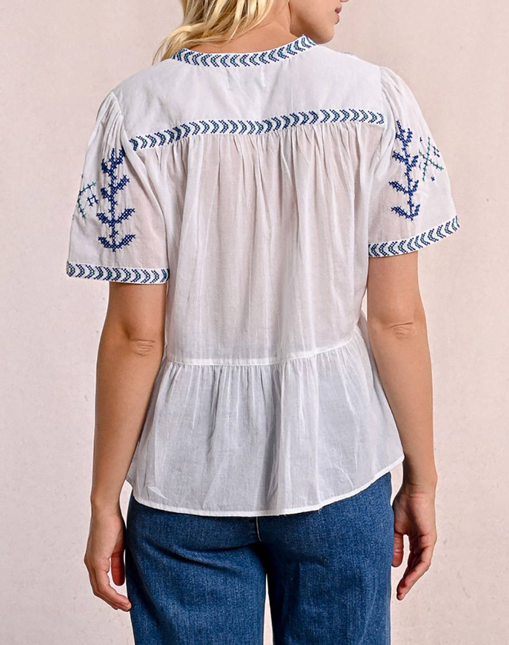 MOLLY BRACKEN LADIES WOVEN TOP Z661DE-WHITE White φωτογραφία